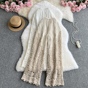 <span class=keywords><strong>Pantalones</strong></span> Anchos de Encaje Holgados de Cintura Alta con Transparencias Retro para Mujer - Product Image 2