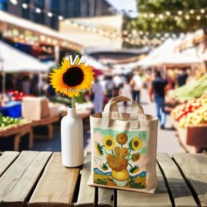 Personnalisé fleur toile sac fourre-tout coton sac à bandoulière pour les femmes Eco avec logo motif toile sacs d'épicerie - Product Image 3