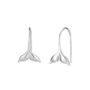 925 Sterling <strong>Silver</strong> <strong>Fish</strong> Tail <strong>Earrings</strong> Simple Fresh Mori Fashion Design Trendy Style for Female Students Wedding Guests Net Red - Product Image 1