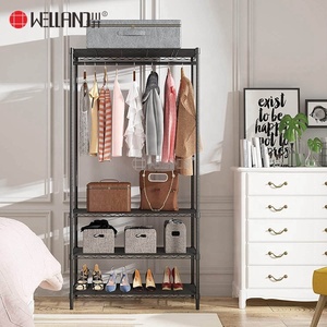 <span class=keywords><strong>Porte</strong></span>-vêtements robuste en fil métallique avec 4 étagères, support de rangement ouvert en métal sur pied pour chambre, buanderie, entrée - Product Image 5