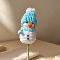 Fleurs de Noël artificielles en acrylique, faites à la main, tige unique, bonhomme de neige, pour un cadeau de Noël créatif, mignon et écologique pour la maison