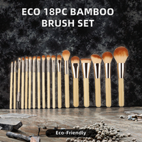 Ensemble de pinceaux de maquillage en bambou écologiques avec logo personnalisé, 18 pièces, poils synthétiques doux, végan, professionnel, kit de pinceaux pour le visage et le correcteur