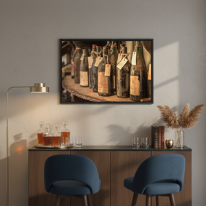 Vintage Wine Bottles Printed Canvas Art: Elegant Bar Decor,<b>BLACK</b> <b>FRAMED</b> CANVAS - Product Image 3