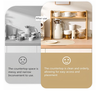 Organizador de Café de Bambú Natural de 2 Niveles, Estante de Cocina de Madera para Accesorios de Bar, Botellas de Sirope y Artículos Esenciales para el Café