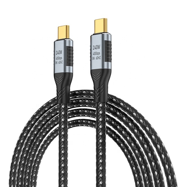 240W PD Fast Charging USB4.0 Type C C Cable 40Gbps 8K 4K Audio Video Gold Plated Nylon/PVC Braided High Speed for Computer Hard