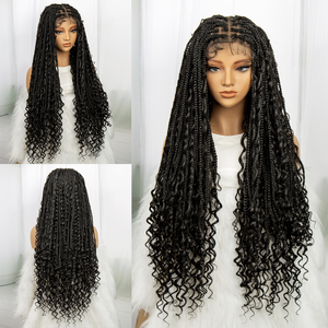 360 đầy đủ ren phía trước Crochet Bím Tóc Tóc Giả knotless cornrow Faux locs siêu dài 36 inch nhiệt độ cao tổng hợp trong suốt - Product Image 5