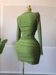 Robe Courte Moulante <span class=keywords><strong>Femme</strong></span> à Manches Longues et Fleurs 3D Unies, 3 Couleurs, Tailles S-2XL - Product Image 3