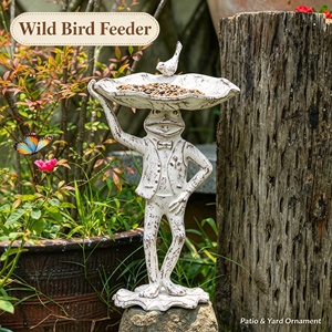 Abreuvoir pour oiseaux en fonte robuste de style vintage en forme de grenouille, mangeoire pour oiseaux <span class=keywords><strong>sauvages</strong></span>, abreuvoir pour oiseaux pour la décoration de <span class=keywords><strong>jardin</strong></span>, cour et patio extérieurs - Product Image 3