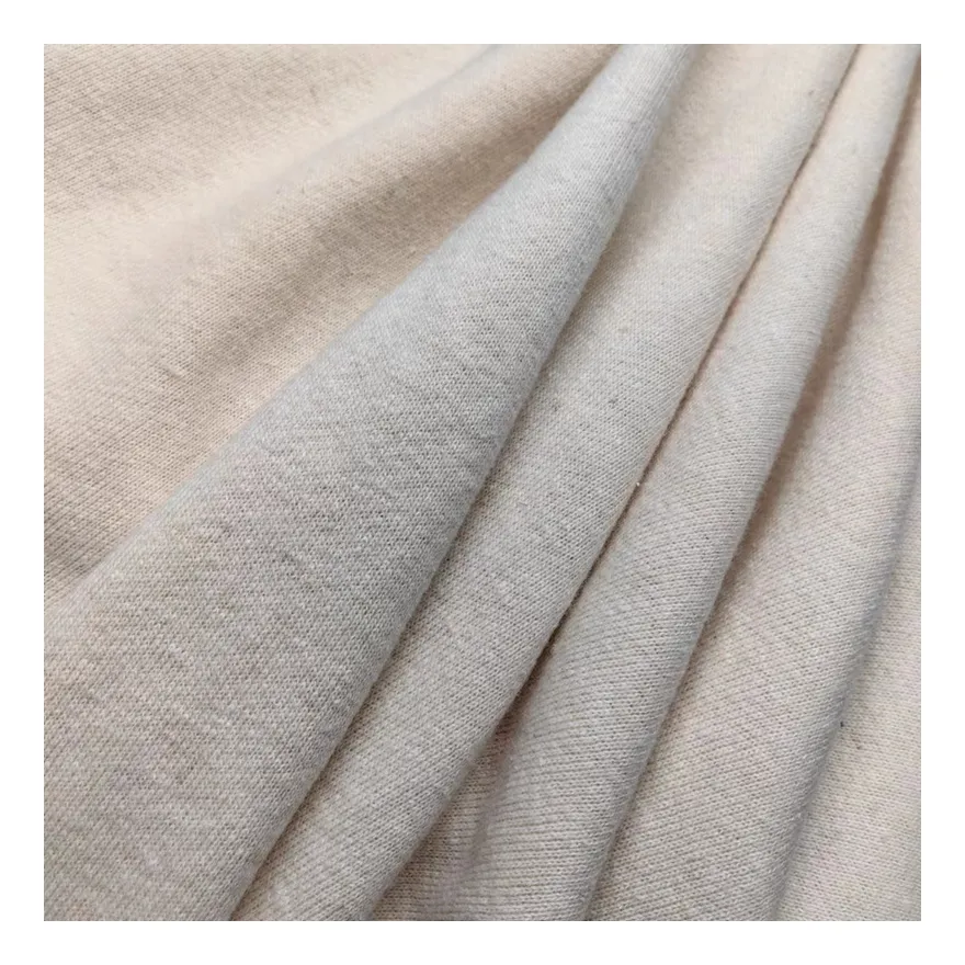 Materiale per felpa pesante fornitore della cina 55% tessuto a maglia di spugna francese in lana 45% di canapa per felpe con cappuccio