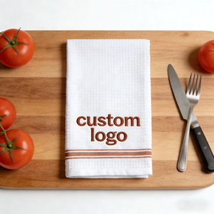 Serviette de cuisine personnalisée 100% coton absorbante réutilisable de haute qualité avec logo brodé - Product Image 2