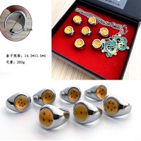 Ensemble de 2 bagues de cosplay DBZ, ensemble cadeau, accessoires de bijoux de mode, anime, dessin animé, Goku, boule de cristal, collier et bague en alliage