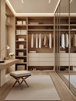 Système de dressing moderne de luxe en bois massif, armoire sur mesure avec portes en placage de bois, service de conception gratuit pour chambre et salon