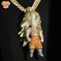 Pendentif de bijoux personnalisé en argent S925 avec moissanite VVS, motif Goku artistique, style Hip Hop Rapper, serti de pierres – Points de vente