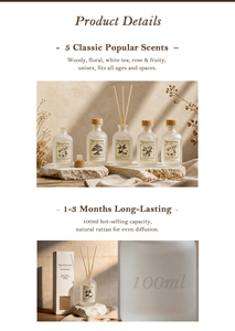 Difusor de Aromas de Lujo en Botella de Vidrio de 100 ml con Varillas de Ratán en Caja de Regalo para Hogar, Oficina, Auto, Hoteles, Personalizable - Product Image 3