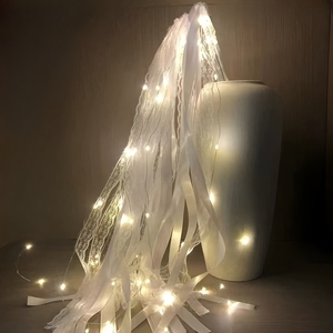 Baguettes lumineuses LED pour mariage, rubans en dentelle, streamers, bâtonnets lumineux clignotants avec cloche, décorations pour fête de naissance, fête d'anniversaire - Product Image 5