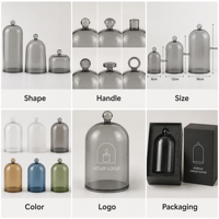 Support de Présentation en Acrylique Personnalisé pour Cloche à Bougie, Dôme Transparent Anti-Poussière pour Pot à Bougie, Décoration d'Intérieur avec Poignée et Logo