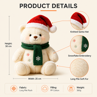 Ours en peluche à poils longs motif flocon de neige, emballé pour cadeau, pour la vitrine de Noël