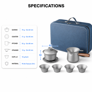 <span class=keywords><strong>Set</strong></span> da Tè Portatile Tingyue in Titanio Puro per Esterni, <span class=keywords><strong>Set</strong></span> di Tazze da Tè per Casa e Cucina, Teiera Kung Fu, Regalo Premium - Product Image 2