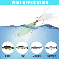 Señuelos de Pesca Luminosos para Agua Salada, Cucharas de Pesca, Anzuelos Triples Metálicos, Señuelos para Trucha, Spinners Metálicos Duros para Salmón y Lubina