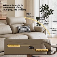 Canapé fonctionnel en cuir pleine fleur de style italien, fauteuil inclinable de première classe, chaise longue réglable moderne