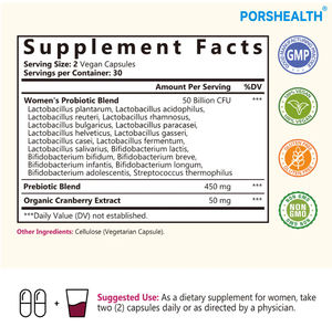 ओम महिला प्रोबायोटिक 60 कैप्सूल 50 बिलियन cfu 16 उपभेदों कार्बनिक क्रैनबेरी प्रतिरक्षा योनि/मूत्र जठरांत्र संबंधी स्वास्थ्य Ph - Product Image 5