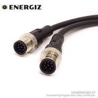 Hochwertiger 8-poliger M12-Stecker mit PVC-Kabel Schwarz und Code