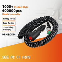 Câble d'alimentation spiralé 12V 24V 5A pour allume-cigare de voiture vers connecteur DT2, 3M 18AWG, avec interrupteur marche/arrêt pour lampe de travail LED