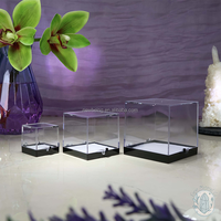 Présentoir en acrylique transparent Boîte empilable à 5 côtés, bac ou cache-poussière