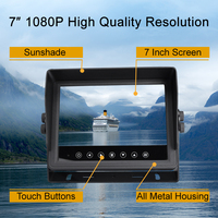 Moniteur de voiture étanche IP69K de 7 pouces, moniteur AHD à écran partagé, moniteur pour camion, bus, bateau avec bouton tactile, fabriqué en usine ISO