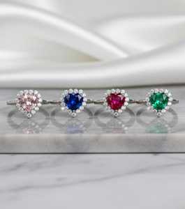 แหวนทองคำขาว 14KT รูปหัวใจ ประดับพลอยเพาะเลี้ยงและเพชรเพาะเลี้ยง - Product Image 1