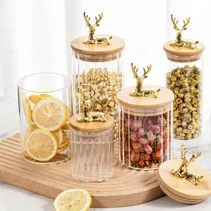 Großhandel kreative Verwendung von Glas Tee Kanister Runde Lebensmittel versiegelt Kanister Getreide Aufbewahrung sbox Küche Lagerung Glas mit Deckel