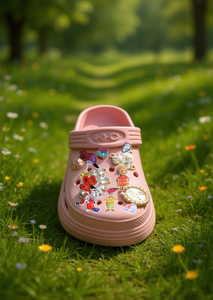 Sandali zoccoli per bambini con spille animate, taglia 22, motivo a cartoni animati, slip-on in plastica, scarpe estive per ragazze - Product Image 2