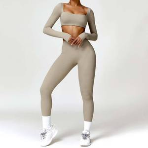 Ensemble de <span class=keywords><strong>sport</strong></span> pour <span class=keywords><strong>femme</strong></span> <span class=keywords><strong>respirant</strong></span> et sans couture, vente chaude 2025, ensemble de <span class=keywords><strong>sport</strong></span> de gym à séchage rapide, survêtement, course à pied, entraînement, chemise de <span class=keywords><strong>sport</strong></span> à manches longues - Product Image 5