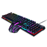 Ensemble clavier et souris filaire USB T-Wolf TF200, prix usine, rétroéclairage couleur OEM, anglais, espagnol, avec touches multifonctions pour le bureau