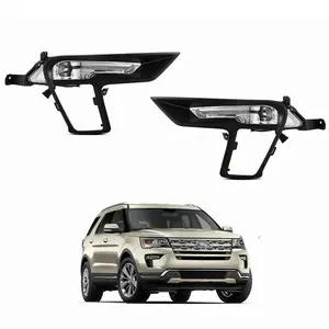 Luzes de led para nevoeiro ford explorer, lâmpada com moldura, interruptor de fiação, para 2018, 2019