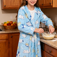 Peignoir à capuche pour filles, vente chaude, imprimé personnalisé, 100% polyester, peignoir tendance pour filles, vêtements de nuit chauds d'hiver, pyjamas