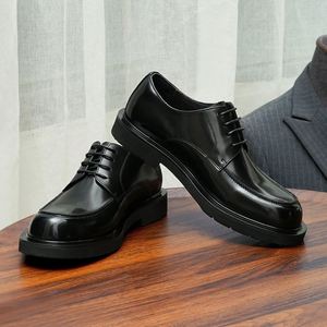 Zapatos Oxford de Negocios para Hombre, Elegantes y Modernos, con Cordones, Antideslizantes, de Cuero con Parches, Estilo Británico - Product Image 1