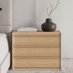Ferly Modern Oak Storage <strong>Bed</strong> Side <strong>Table</strong> 3 Drawers <strong>Contemporary</strong> Style Nightstands for Bedroom Living Room Hall Bedroom Furniture - Product Image 1
