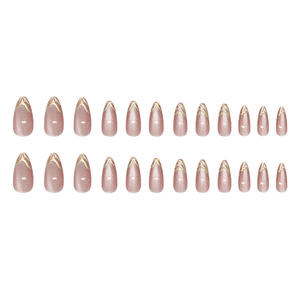 Uñas Postizas de Almendra con Efecto Ojo de Gato, 24 Piezas - Diseño Metálico en Relieve 3D, Uñas Postizas de Arte Irregular de Lujo para Mujer, Venta al por Mayor, Elegantes - Product Image 6