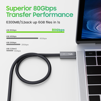 Kabel USB5 USB C 80Gbps Kabel Data 8K 60Hz USB Tipe C 5A 240W Kabel Pengisian Cepat Tipe C untuk Thunderbolt 5 4 Laptop Tablet Ponsel