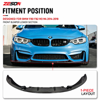Aileron de diffuseur avant en fibre de carbone sèche ZESON style 3D pour BMW M3 F80 M4 F82 F83 2014-2018