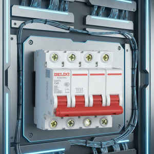 Disjoncteur miniature DELIXI DZ47s 4P Protection contre les surcharges commerciales avec haute capacité de coupure LI 6kA 400V - Product Image 1