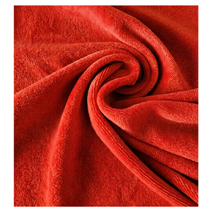 Premium 240gsm 40% Modal 40% Cotton <b>Knitted</b> Velour Fabric for Textile Wholesale Garment Making- RED COLOR OEM - Product Image 1