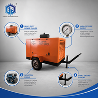 Compresseur d'air à vis diesel portable 88KW 190CFM 8Bar 10Bar 12Bar, type remorque à deux roues, pour usage industriel, directement de l'usine