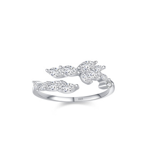 Ensemble de bague et boucles d'oreilles délicats en argent sterling S925 haut de gamme, avec un design inspiré de la forêt, bijoux tendance - Product Image 2