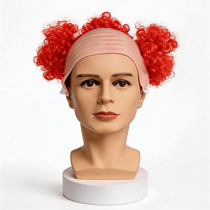 Peluca divertida y asequible <span class=keywords><strong>para</strong></span> <span class=keywords><strong>hombres</strong></span> adultos, diseño <span class=keywords><strong>de</strong></span> calvo sintético con rizos rojos, ideal <span class=keywords><strong>para</strong></span> Halloween, cosplay, fiestas y espectáculos. - Product Image 2