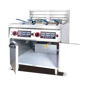 Type numérique Électrique Industriel En Acier Inoxydable 2 Réservoir De Pommes De Terre Frites Friteuse (4 Paniers) avec Minuterie (28L/Réservoir)