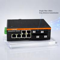 Commutateur Ethernet Gigabit industriel géré Tincam, 4 fibres SC monomodes 20 km + 6 ports RJ45, WEB VLAN QoS ERPS, rail DIN, DC12-57V