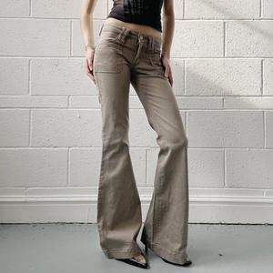 <b>Women</b> s American Street Style Low Waist Cargo Pocket Denim Flared Pants Slim Fit Casual Long <b>Jeans</b> - Product Image 2