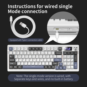 Lvkidron 95-Key RGB có dây trò chơi Bàn phím Ba chế độ BT Full key hot swappable Gasket mới không dây cơ khí bàn phím máy tính để bàn - Product Image 2